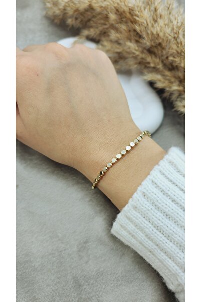 XUPING JEWELRY Ezme Pul Zincir Bileklik | 14K Altın Kaplama Xuping | 19 cm