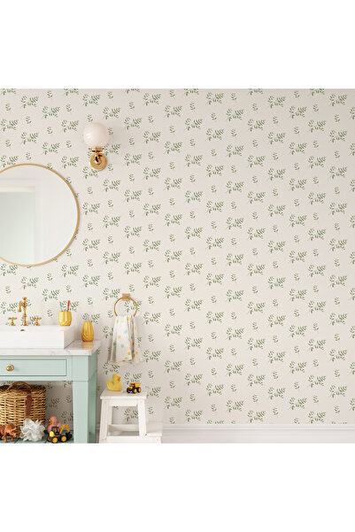 Tasarım Yeşil Mini Yapraklar Zarif Sade Pattern Bebek & Çocuk Odası Duvar Kağıdı