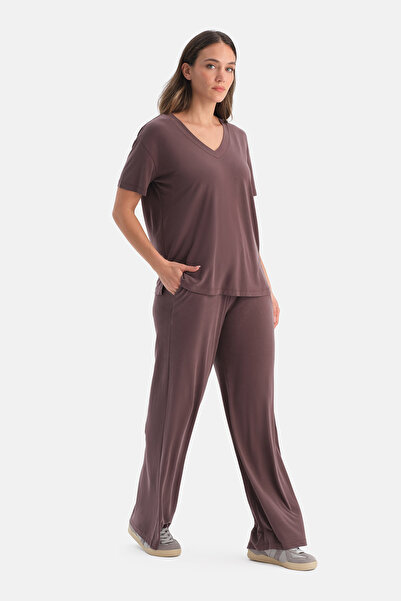 Dagi Καφέ Παντελόνι Basic Modal με Τσέπες