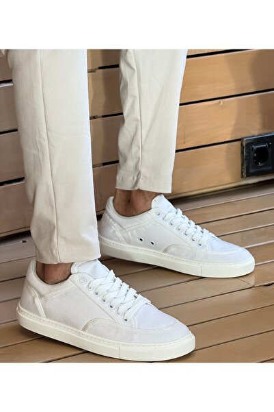 Lucy Shoes Yg2505 Men's Casual Lace-Up Linen Sports Sneaker Shoes Kbt - White