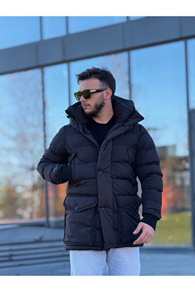 KINGAF Men's Medium Long Puffer Jacket