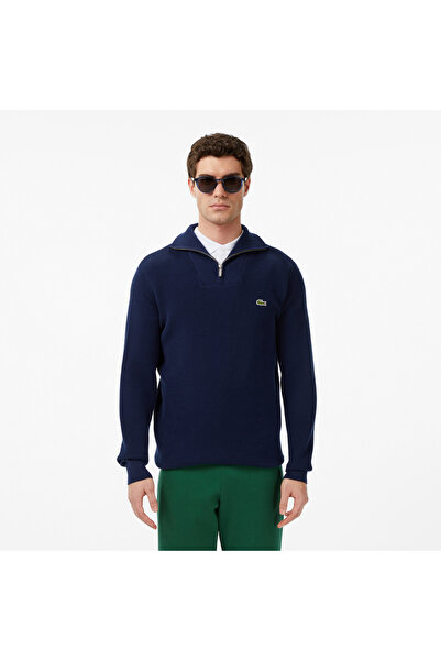 Lacoste Erkek Classic Fit Yarım Fermuarlı Lacivert Kazak