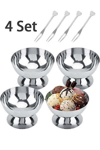 GENERAL أربع مجموعات من أكواب الحلوى، كوب آيس كريم من الفولاذ المقاوم للصدأ، ...