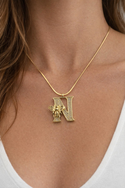 charmove ile kendinizi şımartın 14K altın Renginde İtalyan Zincirli N Harfli ...