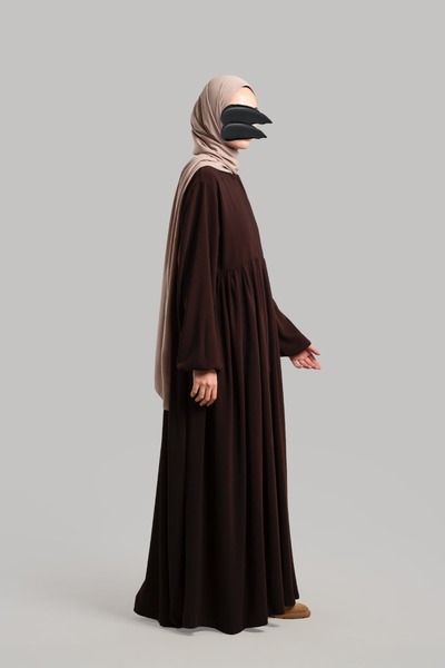 Lemaye Ahsen Fermuarlı Robalı Ferace - Acı Kahve