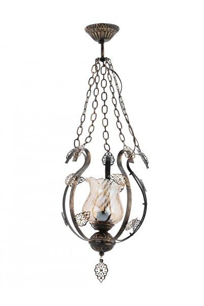 Avonni AV-65119-BSY Siyah Boya Klasik Avize E27 Metal Cam 30 cm