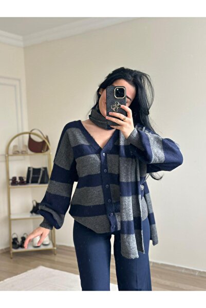 YELZEY BUTİK Scarf Detail Cardigan