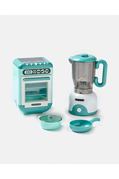 REDTAG مجموعة ألعاب أدوات المطبخ الخضراء الصغيرة (4 قطع) تتضمن عصارة فواكه وفرن