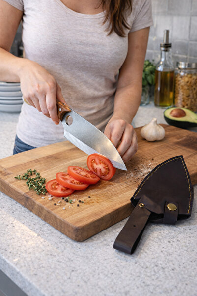 seymenbıçakçılık Sürmene El Yapımı Almazan El Yapımı Şef Bıçağı | Deri Kılıfl...