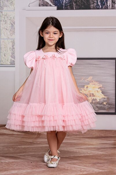 SÜSLÜ PİNK KİDS GIRL'S GOWN