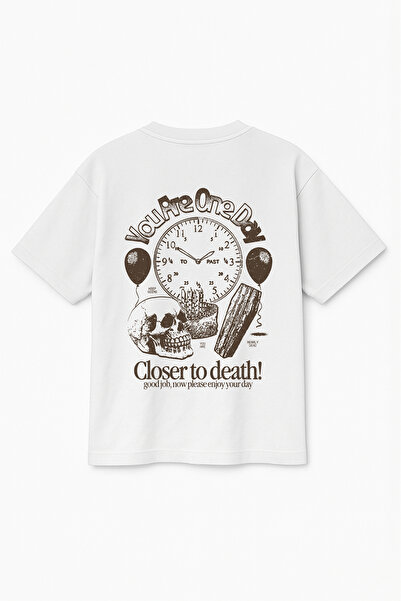 Altair Tr Oversized Unisex Closer to Death Skull Printed T-Shirt Tee Shirt