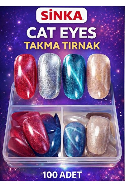 SİNKA CAT AYES TAKMA TIRNAK 100 ADET 4 FARKLI RENK