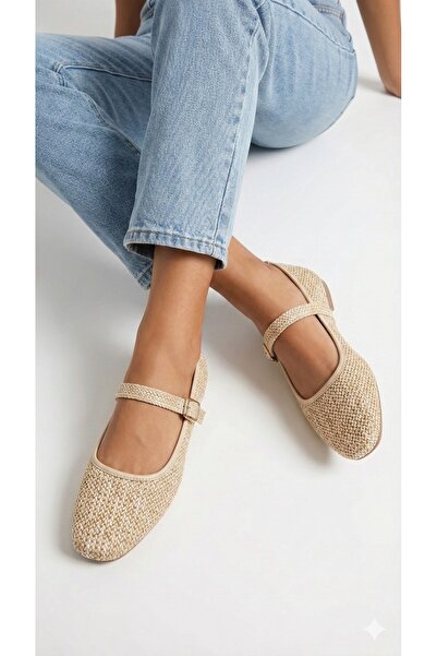 StWenn Women's Straw Look Ballerina Shoes Orthopedic Lightweight Sole Stylish...