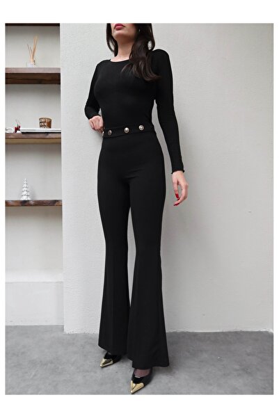 ESRAHELVACI Υφασμάτινο παντελόνι με λεπτομέρεια με ισπανικά κουμπιά