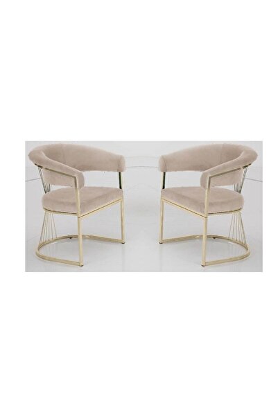 Casafun Set of 2, Master, velvet, gold metal legs and back, for living room, ...