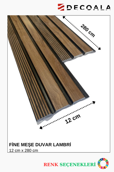 DECOALA Fine Polimer Duvar Lambiri - 12X280 cm Lüks Dekoratif Panel (6 Adet)