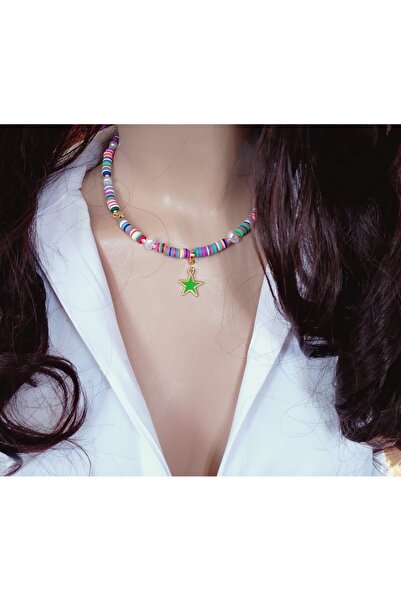 shop Stella Colorful Fimo Beaded Star Necklace
