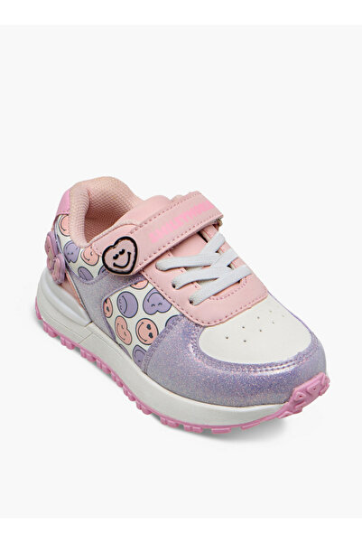SMILEY Girls Hook and Loop Ankle Sneakers