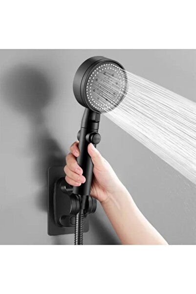 OEM Shower head, 5 types of jets, black, 8.5x25cm, plastic
