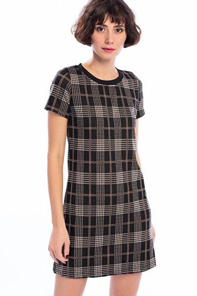 Cool & Sexy Jacquard Plaid Patterned Zippered Back Dress