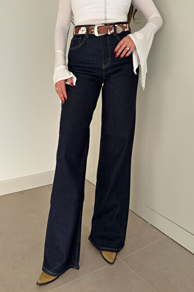 MAGARDE تينتلي أرجل واسعة جين- أزرق داكن
