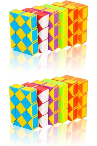 Generic Pack of 12 Magic Snake Cubes - Colorful Twisted Puzzle Toys for Kids ...