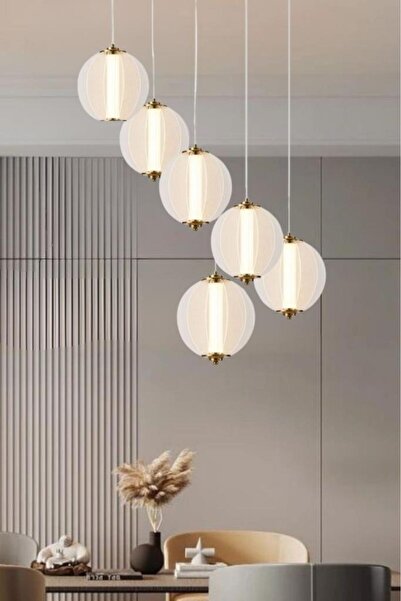 Apliqa Penny 108 Watt 6'lı Yuvarlak Bakır Tekli Led Sarkıt Avize