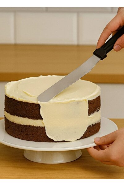melt pastry & kitchen Narkalıp Paslanmaz Çelik Eğik Pasta Sıvama Spatulası Ov...