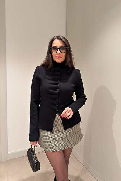 MAGARDE Flounce Trim Slim Fit Knitwear - Black