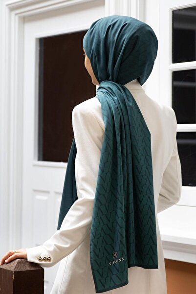 Vissona LÜKS MEDİNE İPEĞİ DEGRADELİ MONOGRAM DESENLİ PETROL MAVİSİ RENKLİ 75X...