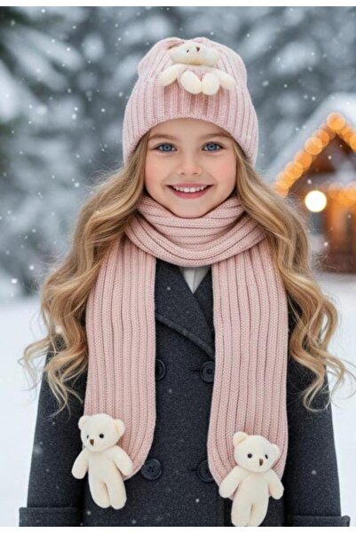 ÖRZİ Kids Set de mănuși, eșarfe și beretă, set de 3 cu ursuleț de pluș