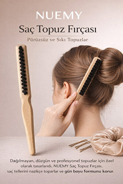 NUEMY Profesionalna četka za punđu | Prirodna drvena drška