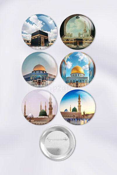 ZipZap Kaaba-Masjid Al-Aqsa-Masjid Nebevi Bag Ornament Badge Pin Button Badge...