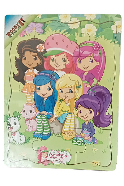 Woody Çilek Kız 12 Parça Ahşap Puzzle Yapboz Pazıl Strawberry
