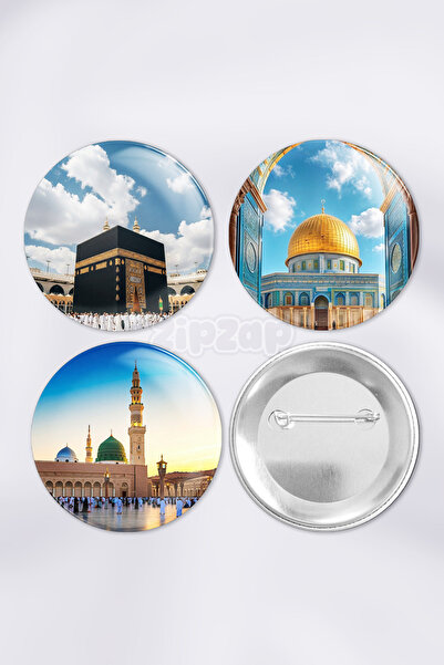 ZipZap Kaaba-Masjid Al-Aqsa-Masjid Nebevi Bag Ornament Badge Pin Button Badge...