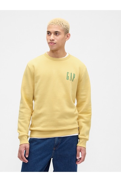 GAP Erkek Sarı Logo Fleece Sweatshirt