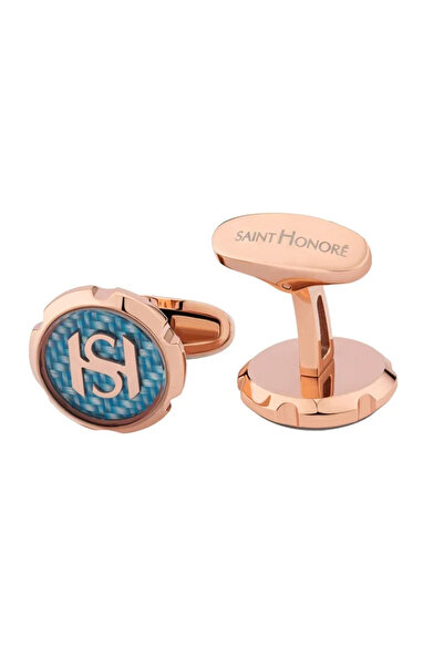 Saint Honore Paris Rose Gold and Blue Cufflink for Men