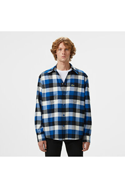 Lacoste Erkek Relaxed Fit Kareli Lacivert Gömlek