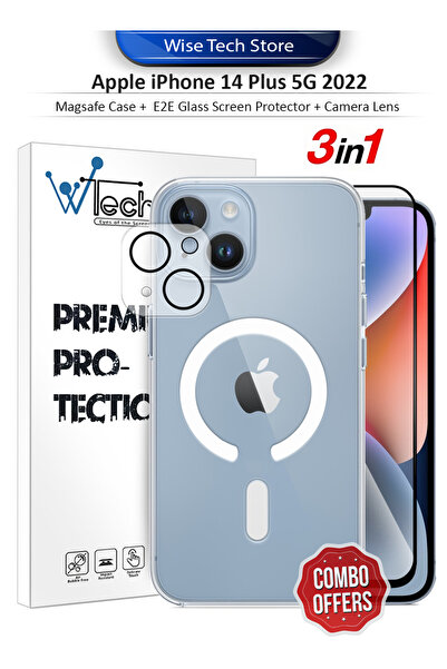 Wtech Apple iPhone 14 Plus 3in1 Magsafe Case Cover Screen Protector Camera Le...