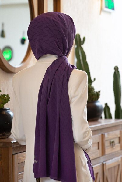 Vissona LÜKS MEDİNE İPEĞİ DEGRADELİ MONOGRAM DESENLİ LİLA RENKLİ 75X195 KIRIŞ...