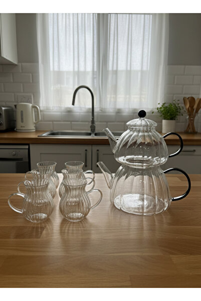 Miss Betty Glass Teapot and Cup Set Black