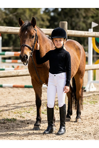PEUR RIDER SHOP Pantaloni de călărie pentru fete, cu dungi albe, impermeabili...