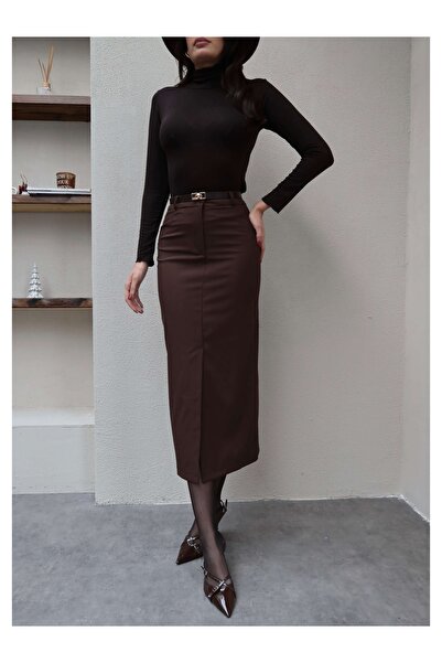 ESRAHELVACI Belted Slit Pencil Skirt