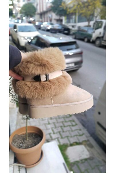 POTEEN Dobra Women's Fur Short Boots P308-Beige