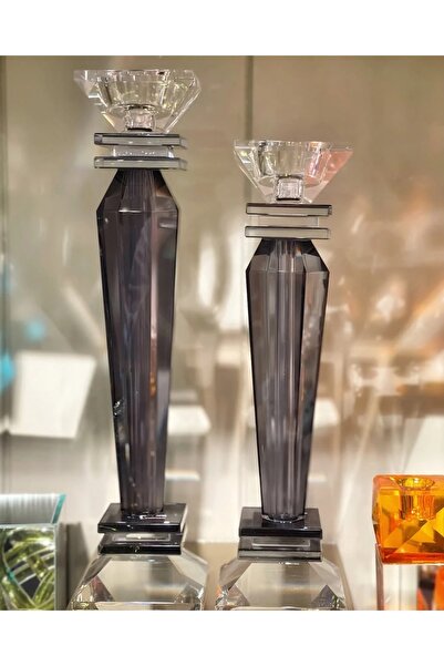 HaRe Home Füme Kristal Şamdan Mumluk