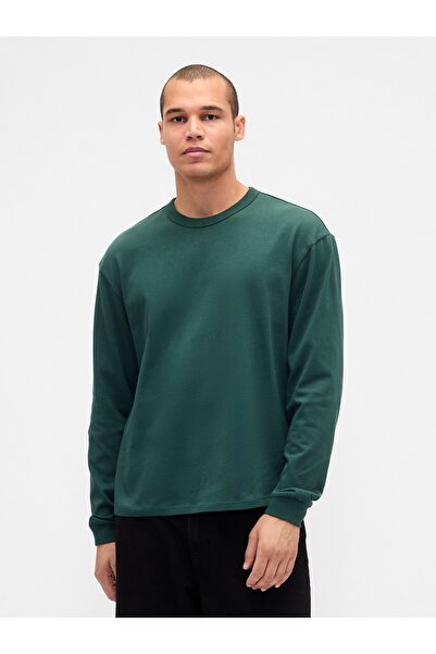 GAP Erkek Koyu Yeşil Heavyweight Crop T-Shirt