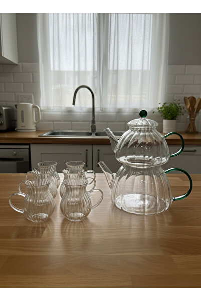 Miss Betty Glass Teapot and Cup Set Green
