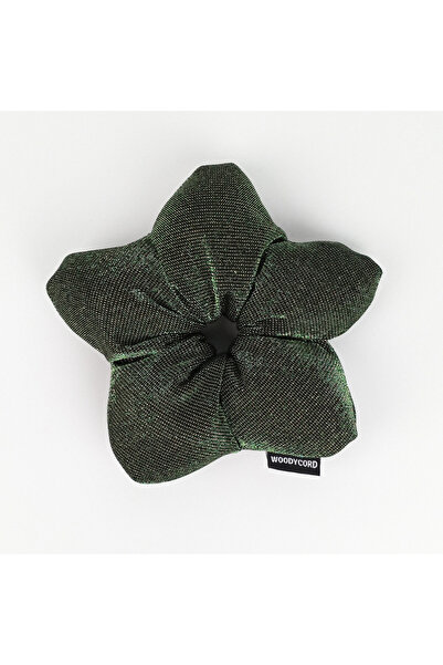 woodycord Handmade Fiber Filled Scrunchie Bun Clip Metallic Green Sparkle