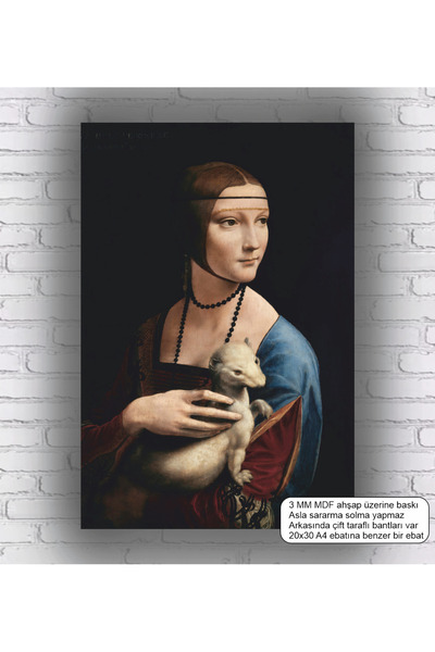 Hayat Poster Leonardo Da Vinci Woman with an Ermine Coat Painting Mdf Wood Pa...