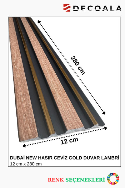DECOALA Dubai Polimer Duvar Lambiri - 12X280 cm Lüks Dekoratif Panel (6 Adet)